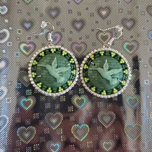 Artisan Green Hummingbird Earrings